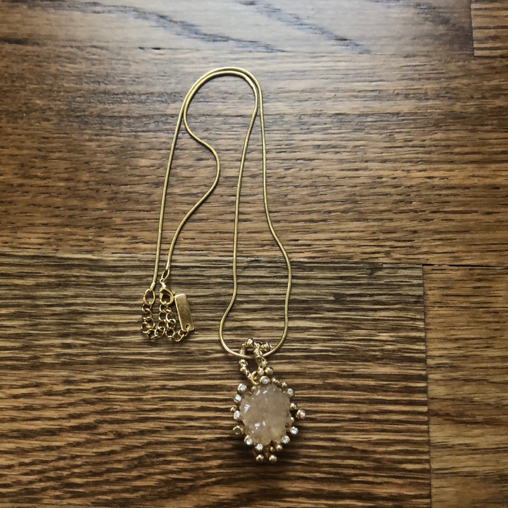 JewelMint gold necklace, pink stone, 16’